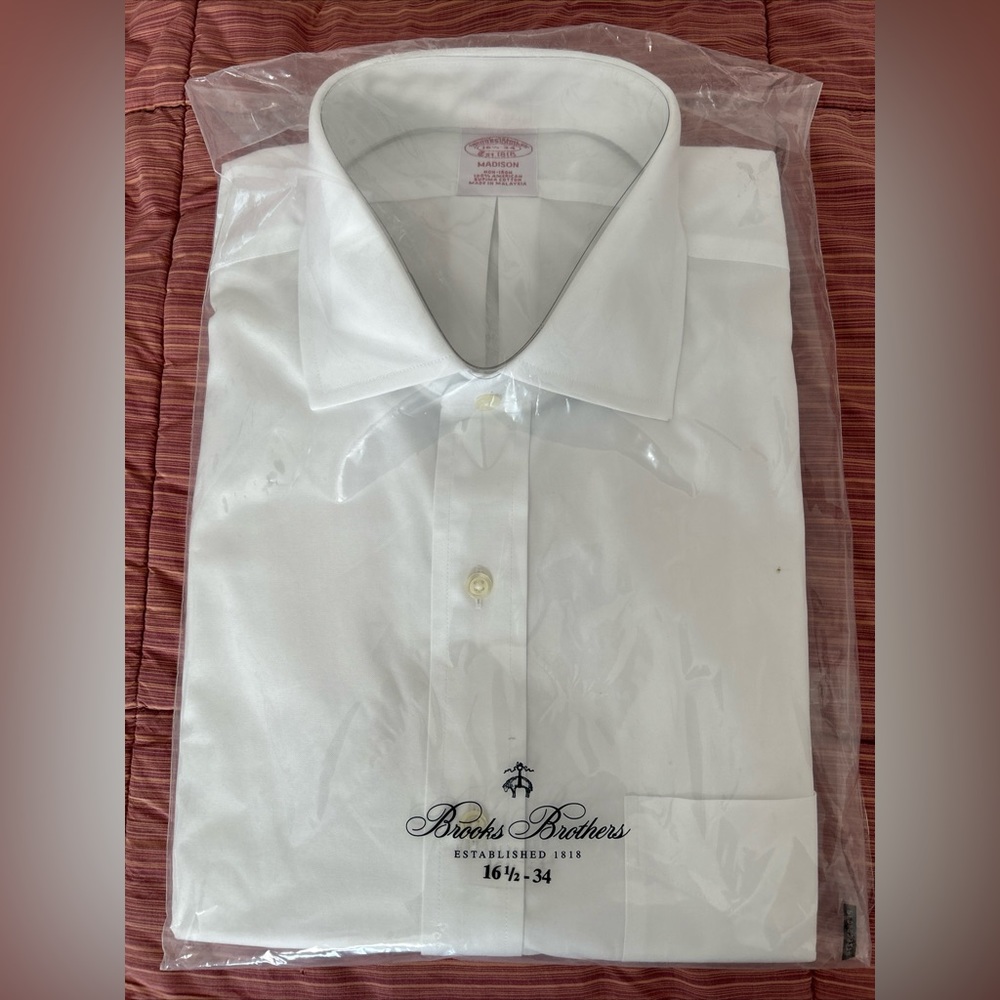 Brooks Brothers Madison Spread Collar White Dress Shirt NWT 16.5 34